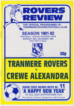 Tranmere Rovers v Crewe Alexandra Match Programme 1982-01-19